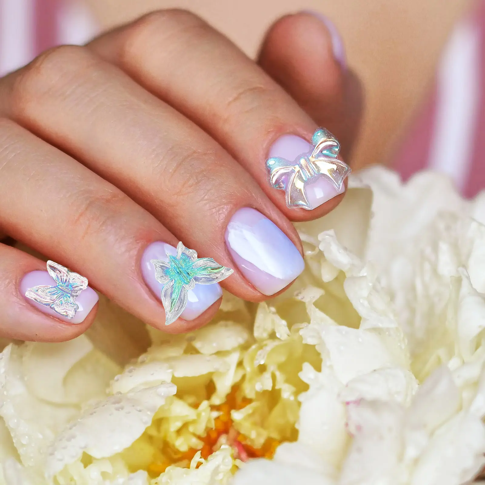 

1 Box Nail Art DIY Charms Resin Flower Bow Decors Girl Flower Nail Charms Classical Beads Manicure Decorations Holiday Party