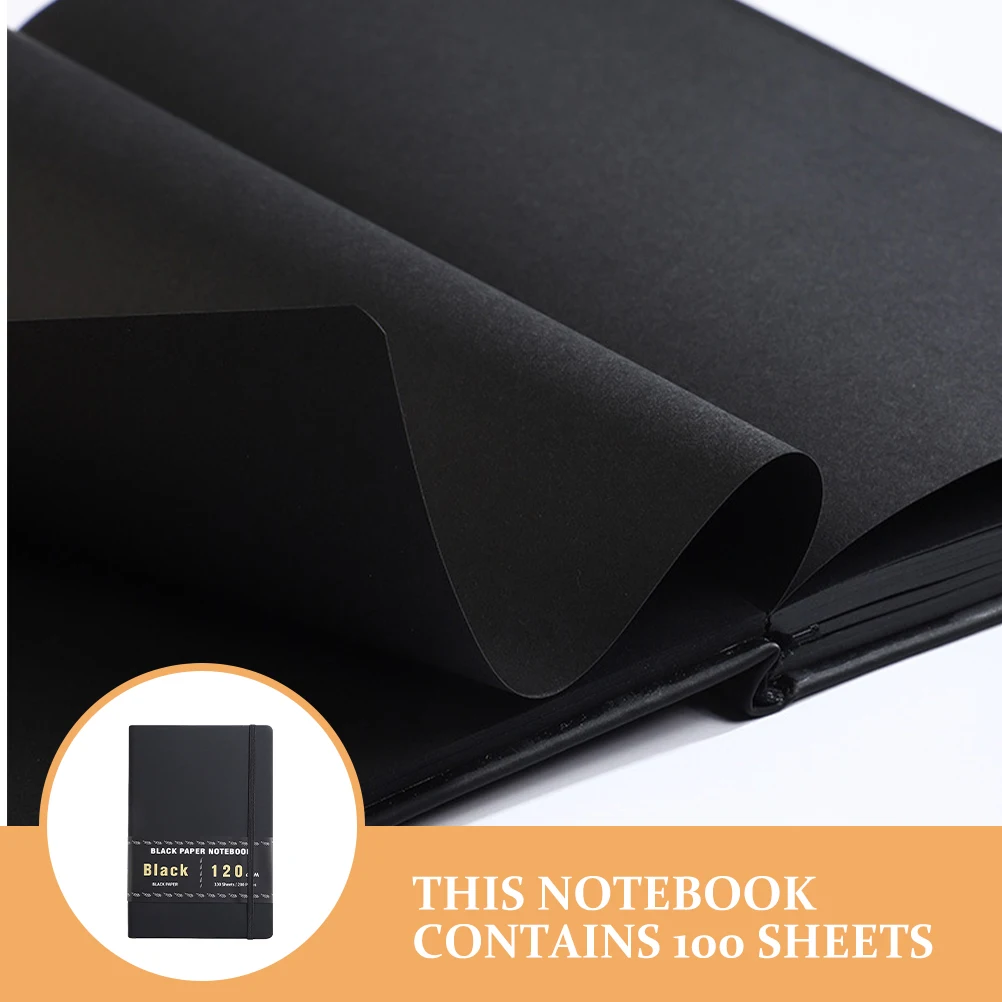 Hardcover Blank Black Paper Notebooak Page Drawing Sketchbook for Drawing Journal Hardcover Travel Notebook office School Supply