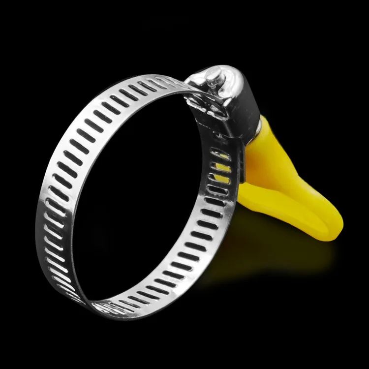 5/10 Stück, 8–44 mm, verstellbare, gelbe Kunststoffgriffe, Handdreh-Schlauchschellen, Schneckenfedermechanismus, 201 Edelstahl-Rohrclips für Schläuche. – Detail 13