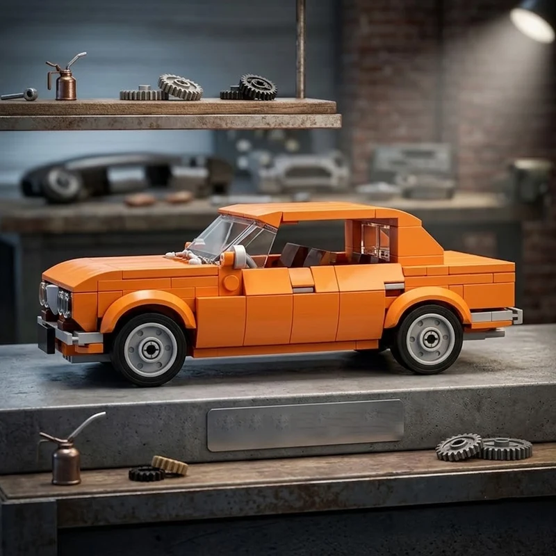 Classic Sports Sedan Building Blocks Set, Vintage Style Car Model, DIY Assembly Brick Kit for Adults and Teens