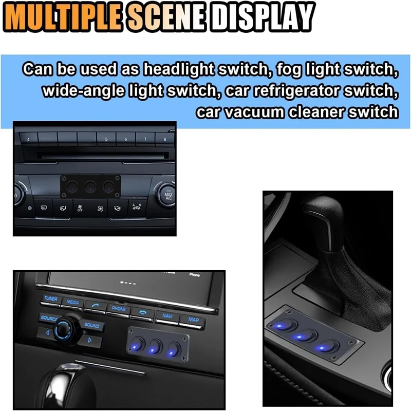 12V Multi-Functional 1-4 Gang Rocker Toggle Control Button Switch Panel Car Boat Marine RV Truck Blue LED Styling Accessories
