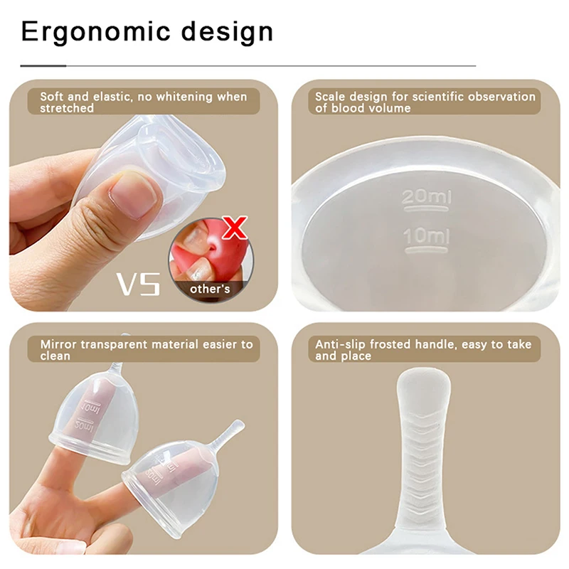 20/30ml Transparent Silicone Menstrual Cup Medical Silicone Menstrual Cup Woman Menstruation Care Vaginal Menstrual Collector