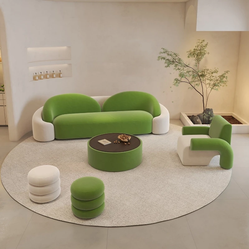 

Cream wind creative color matching living room sofas combination multiple people soft couch comfortable диван home furniture