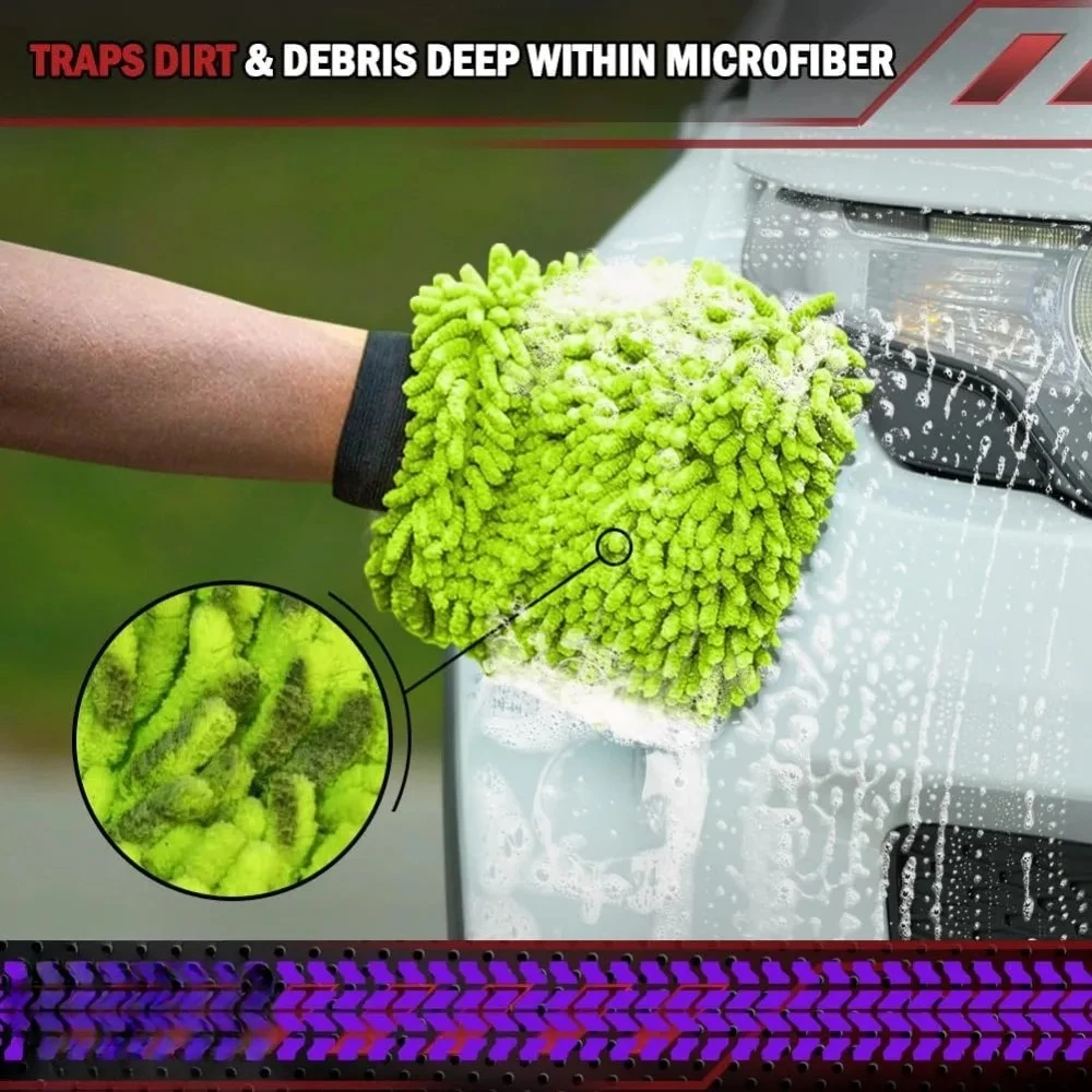 Electric Bicycle Car Cleaning Microfiber, 1/2-Piece Set Scratch Free and Lint Free, High-Quality Lint Microfiber Car Wash Gloves