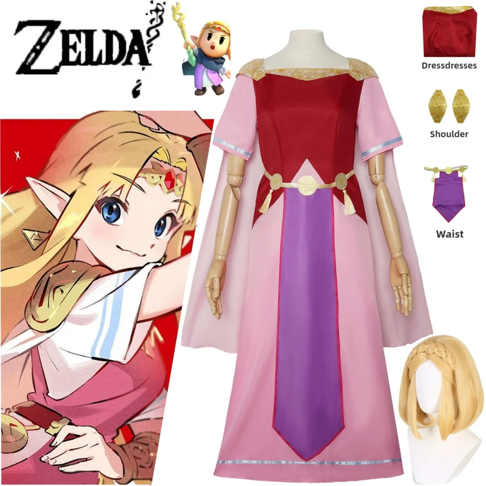 

Princess Dress Zelda Cosplay Custume Dress Wig Accessories Full Set and Individual Items Are Sold Christmas New Year Outfit