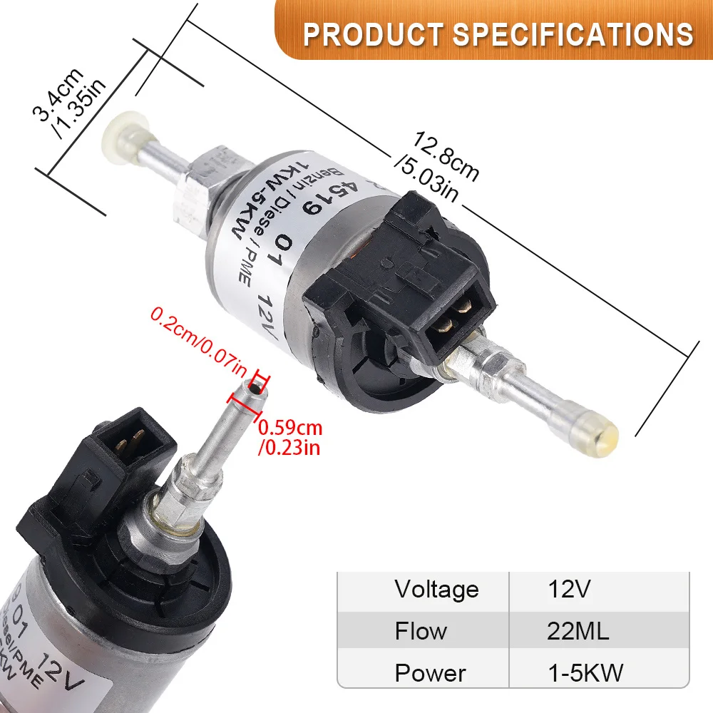 12V 24V 22ml Silent Fuel Pump Pure Copper Coil Detachable Washable Filter Universal Diesel Oil Pump For 1KW-5KW Parking Heater