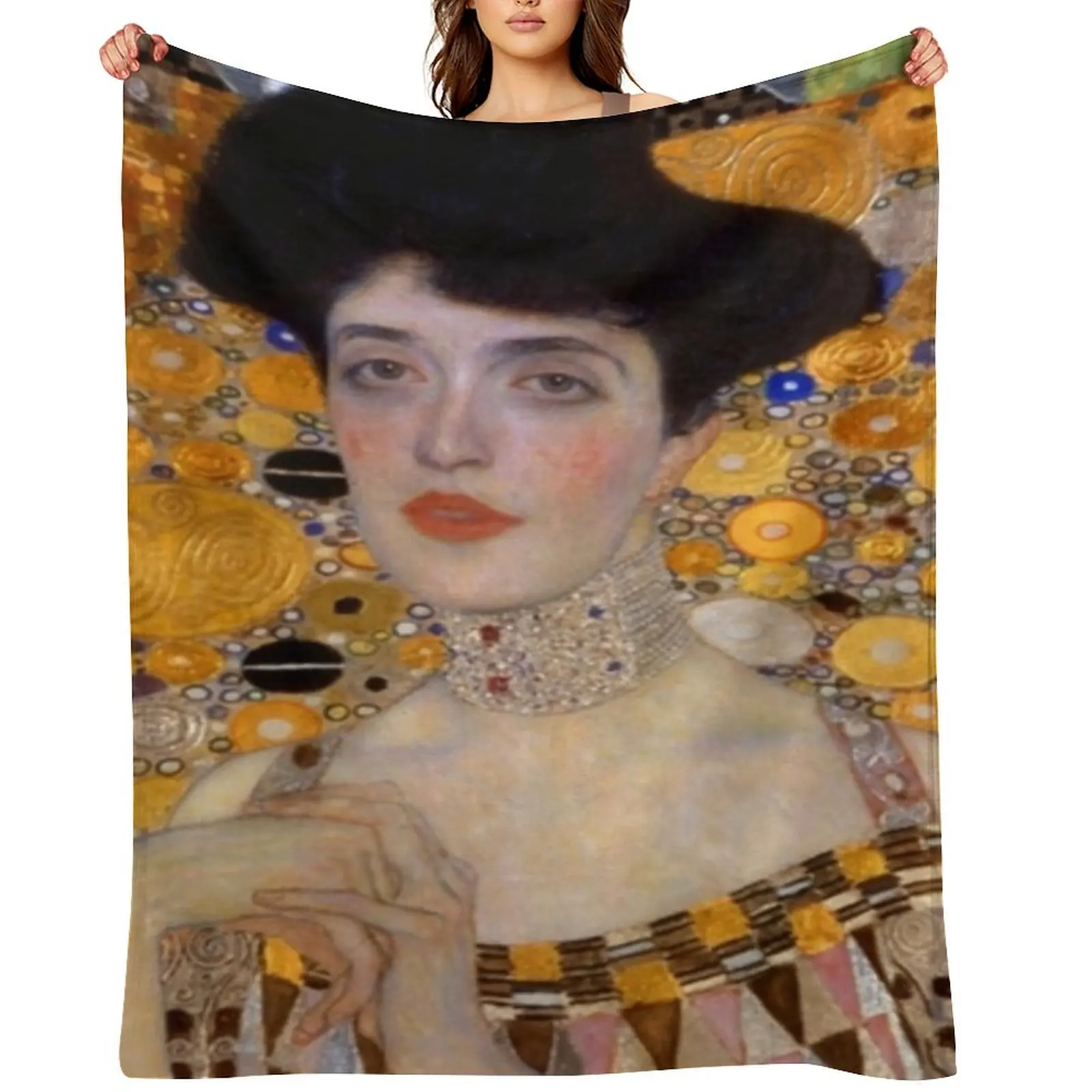 

Gustav Klimt - woman in gold Throw Blanket Plush blankets ands funny gift warm winter Blankets
