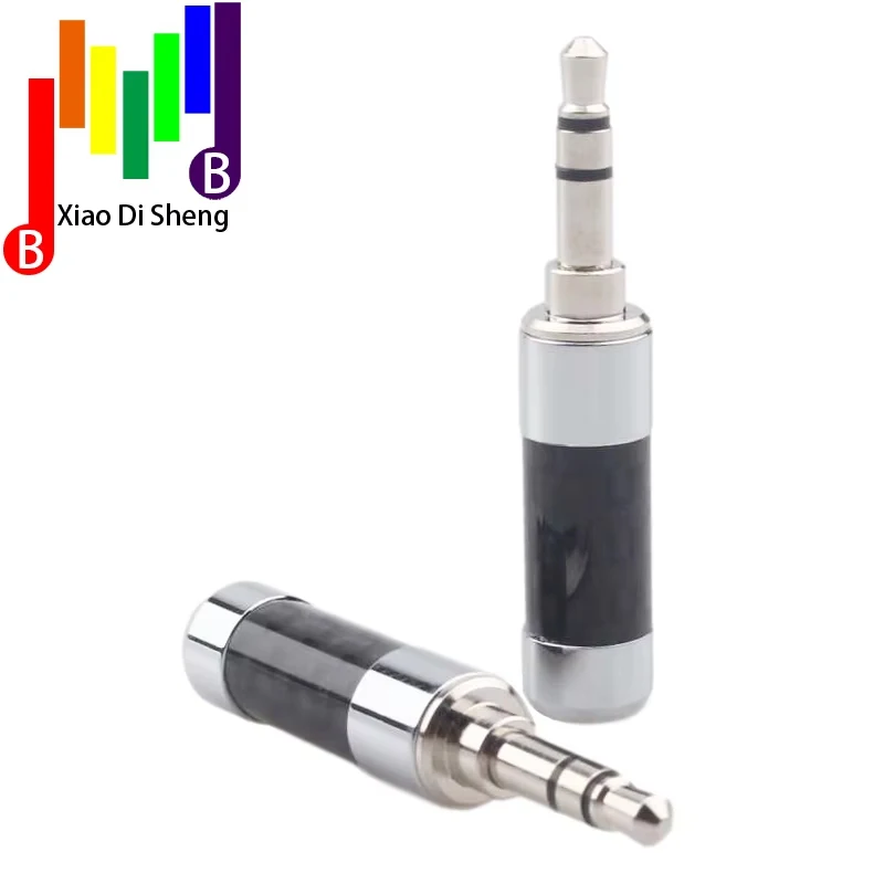 Hi-Fi родиевое покрытие 3,5 мм 3-полюсный стерео штекер 3,5 корпус из углеродного волокна прямой припой аудиоразъем для кабеля 6 мм