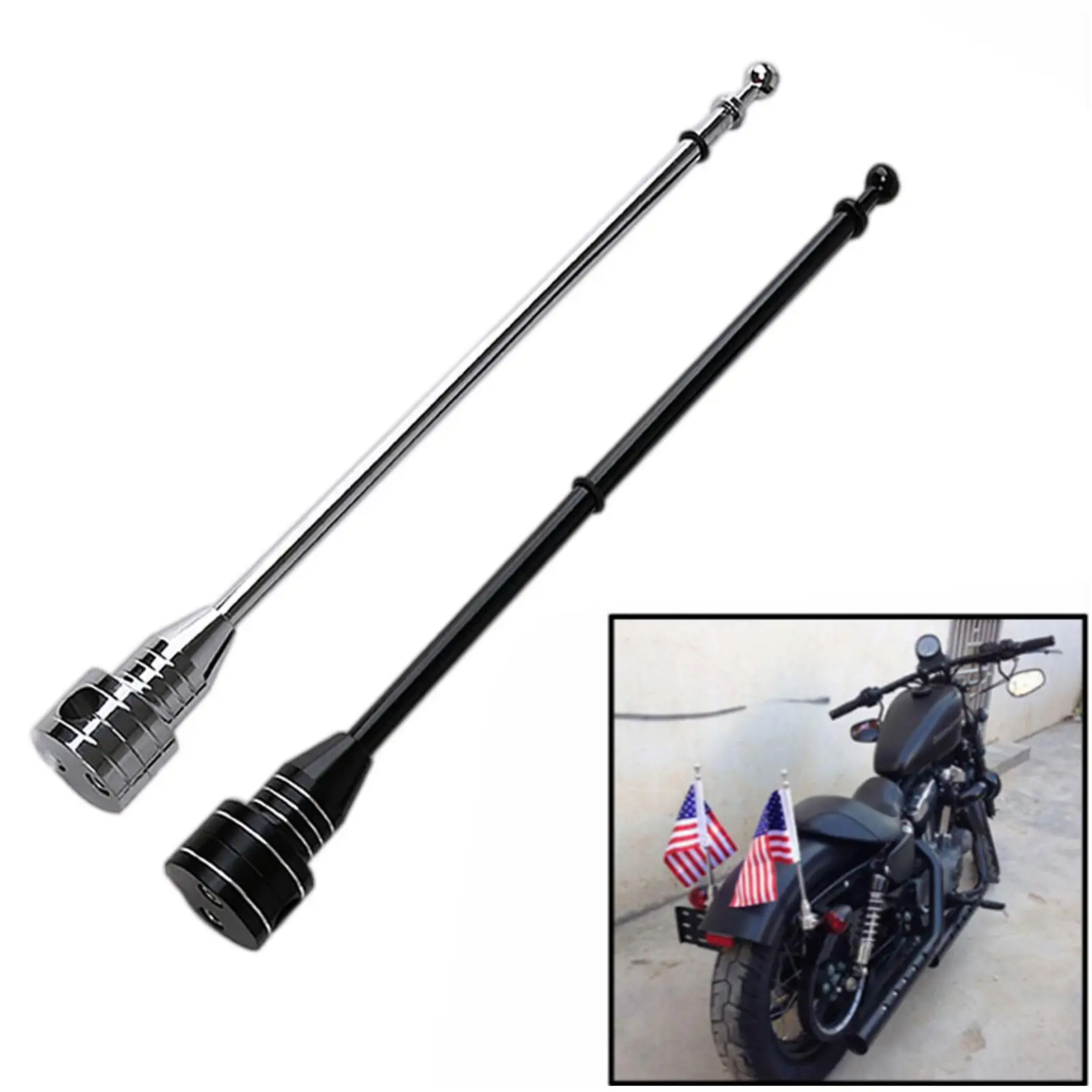 Motorcycle Flag Pole Mount Adjustable For Harley Rear Side Flagpole Rack Luggage Shelf With Base  ﻿