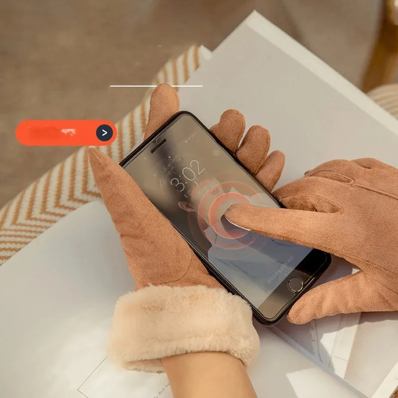 قفازات عصرية جديدة للخريف والشتاء قفازات لطيفة دافئة فروي قفازات نسائية رياضية خارجية قفازات نسائية عرض قفازات الشتاء