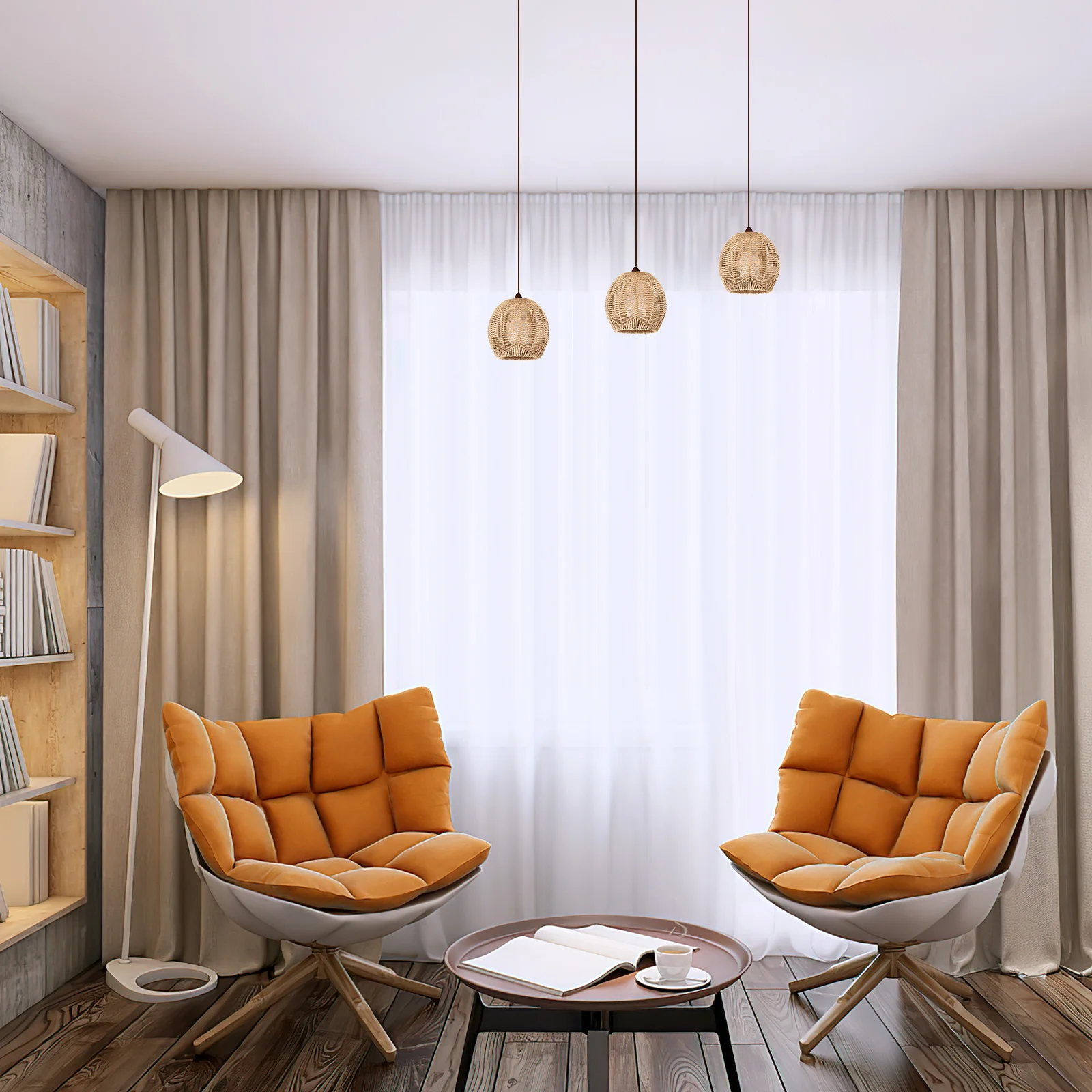 

Simulated Woven Lamp Shade Modern Style Chandelier Cover Decorative Light Shade Accessory for Home Living Room Study Bedroom