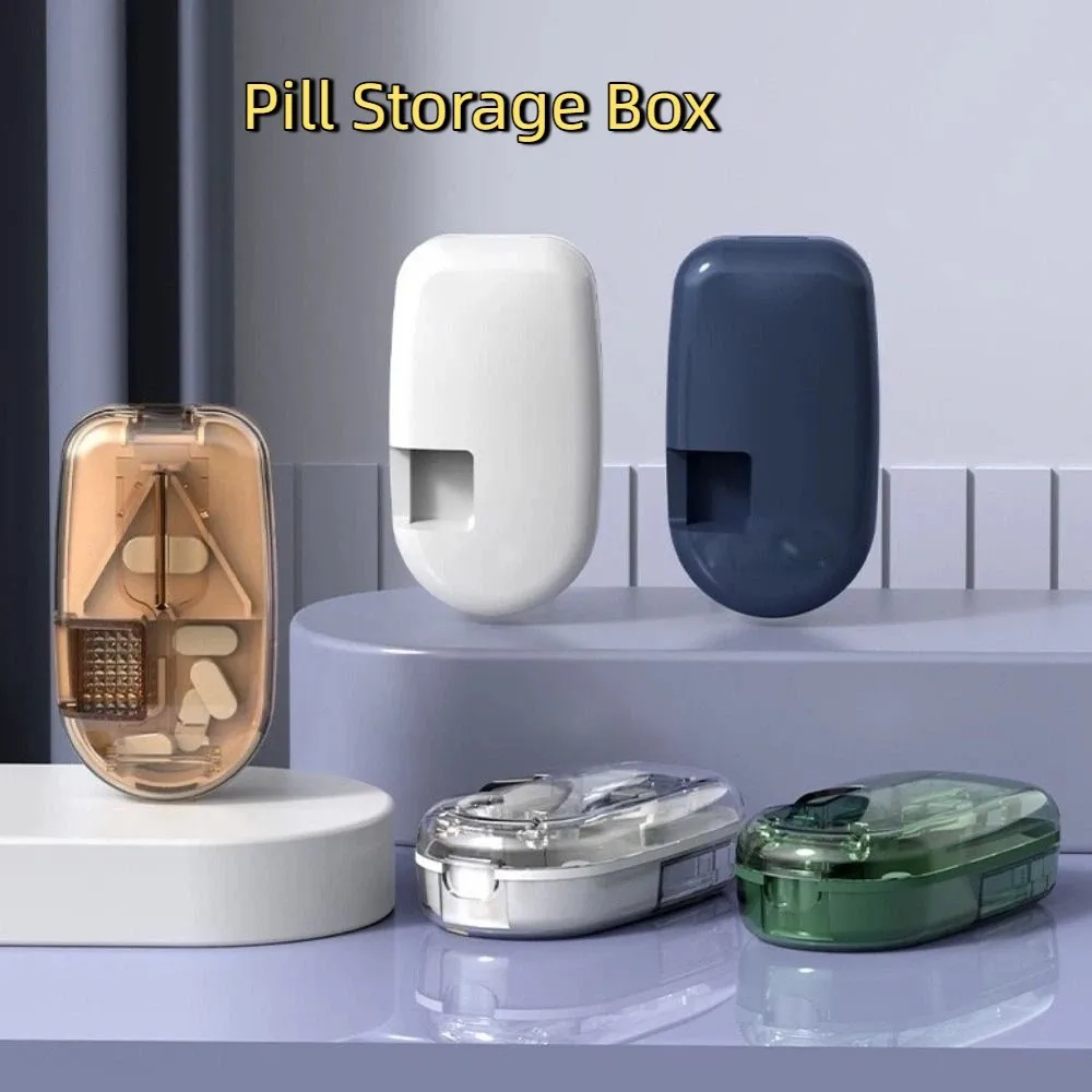 

Practical Plastic 2 in 1 Pill Cutter Dust-proof Sealed Medicine Cutter Waterproof Drug Tablet Organizer For Home Use