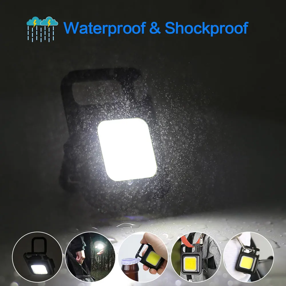 Mini LED Flashlight Mutifuction Portable USB Rechargeable Pocket Work LED Keychain Light Outdoor Camping Fishing Climbing