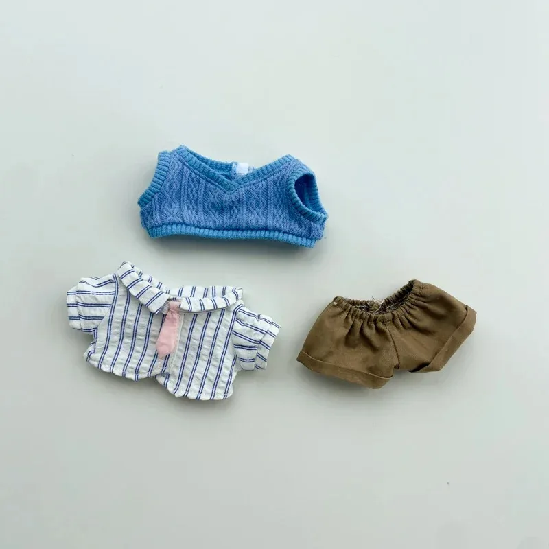 دمية صغيرة الملابس الزي اكسسوارات ل 15-17 سنتيمتر Labubu و 10 سنتيمتر القطن دمية سترة موحدة سماعة سماعة مجموعة الملابس هدية