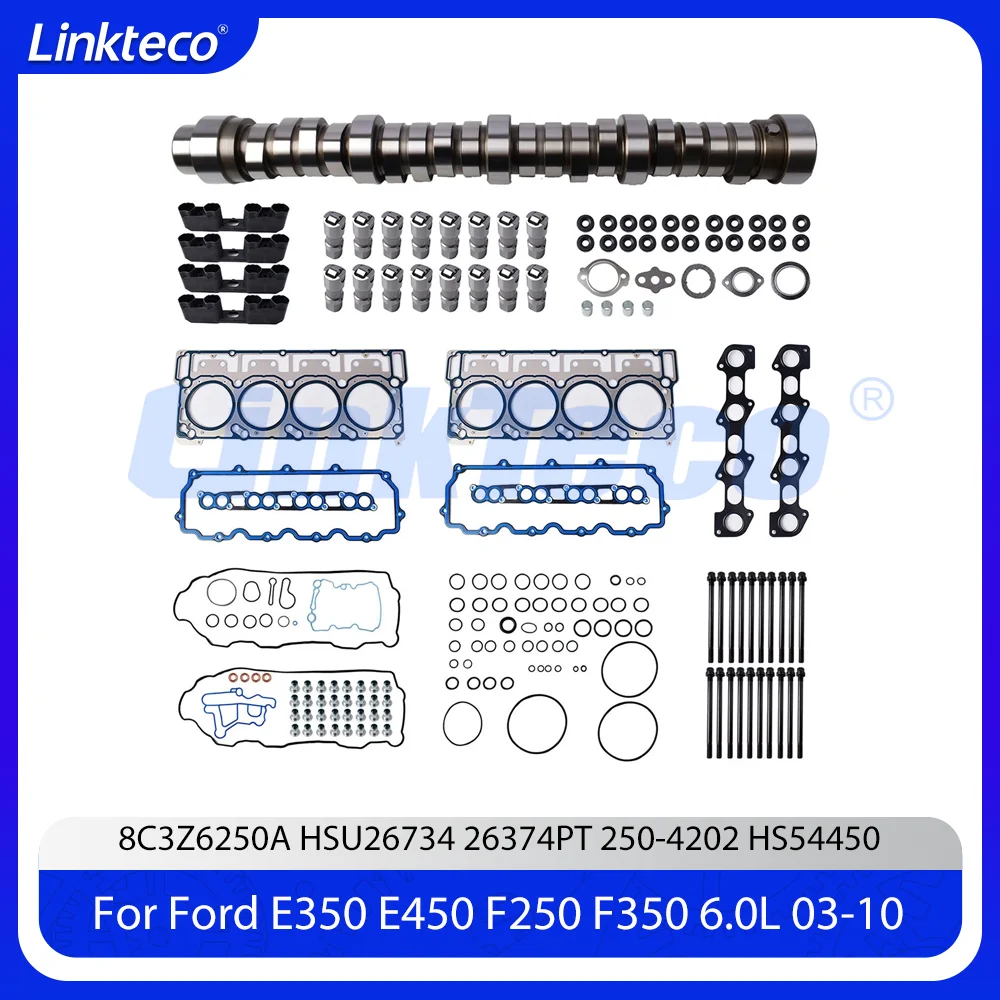Engine Camshaft Lifters Head Gasket Bolts Kit Fit 6.0 L V8 99R4 T60DV0I For 03-10 Ford 6.0L F-250 F-350 F-450 F-550 F-650 F-750