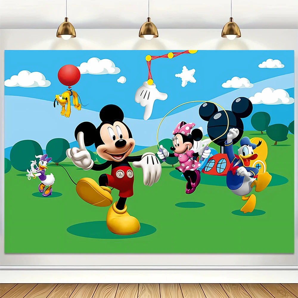 Mickey Mouse and His Friends Clubhouse Vinyl Backdrops Kids Birthday Party Decoration Photography Background Baby Shower Banner