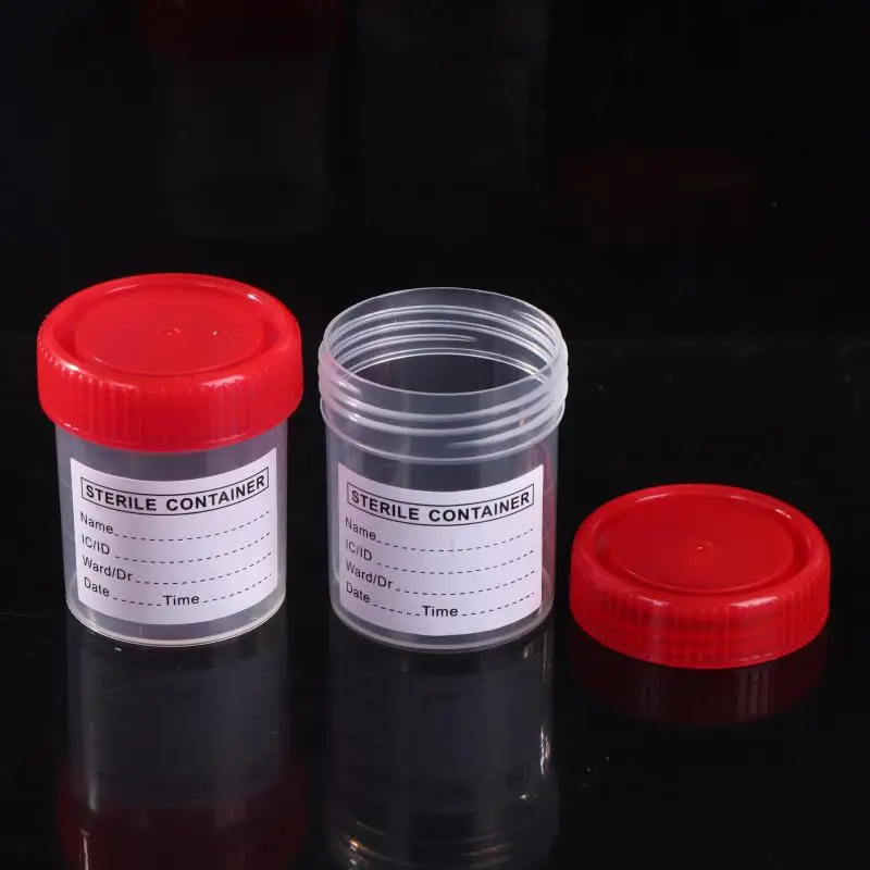 New sale  10/50PCS 60ML Plastic Cup Container Disposable Urine Collection Sample Cup Specimen Bottle Container With Tags
