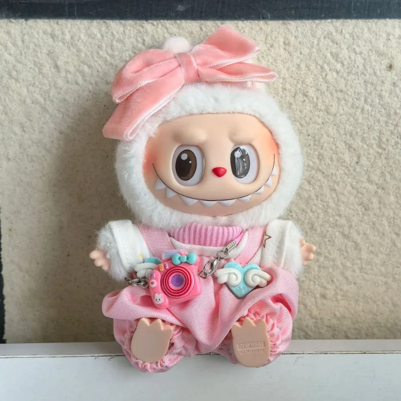 

Labubu, праздничная детская одежда для сидения, слепая коробка одного или двух поколений с детской одеждой Labubu, одежда для раб, розовая