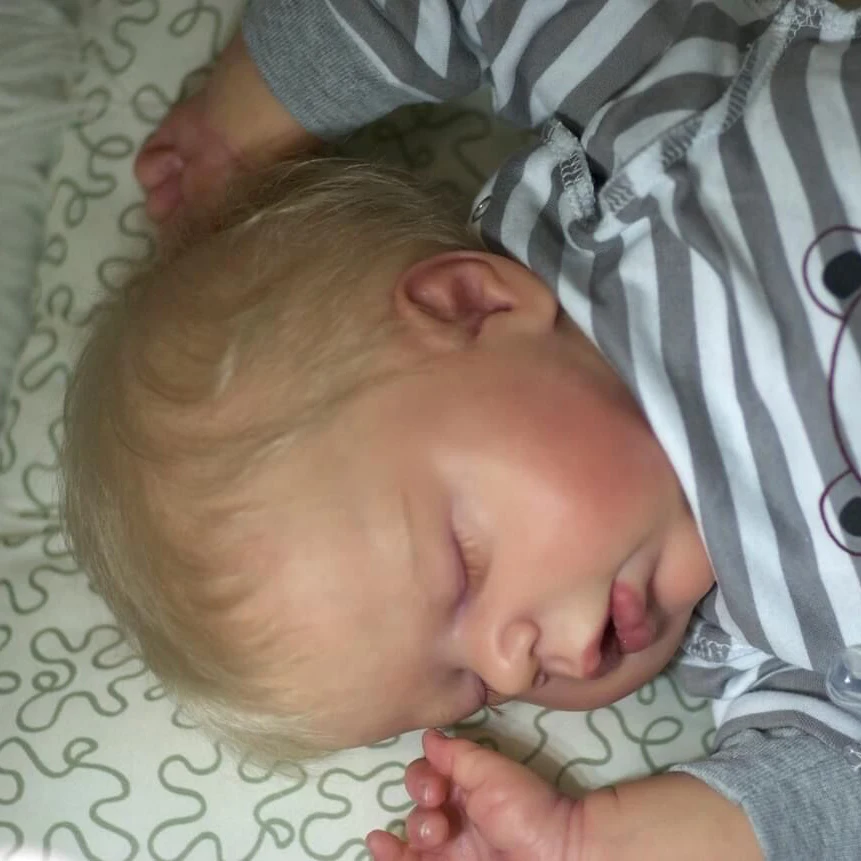 22인치/55cm 소프트 바디 리본 유아 인형 루비 3D 라이트 베이지 가시성 있는 정맥 손으로 심은 머리 어린이 선물