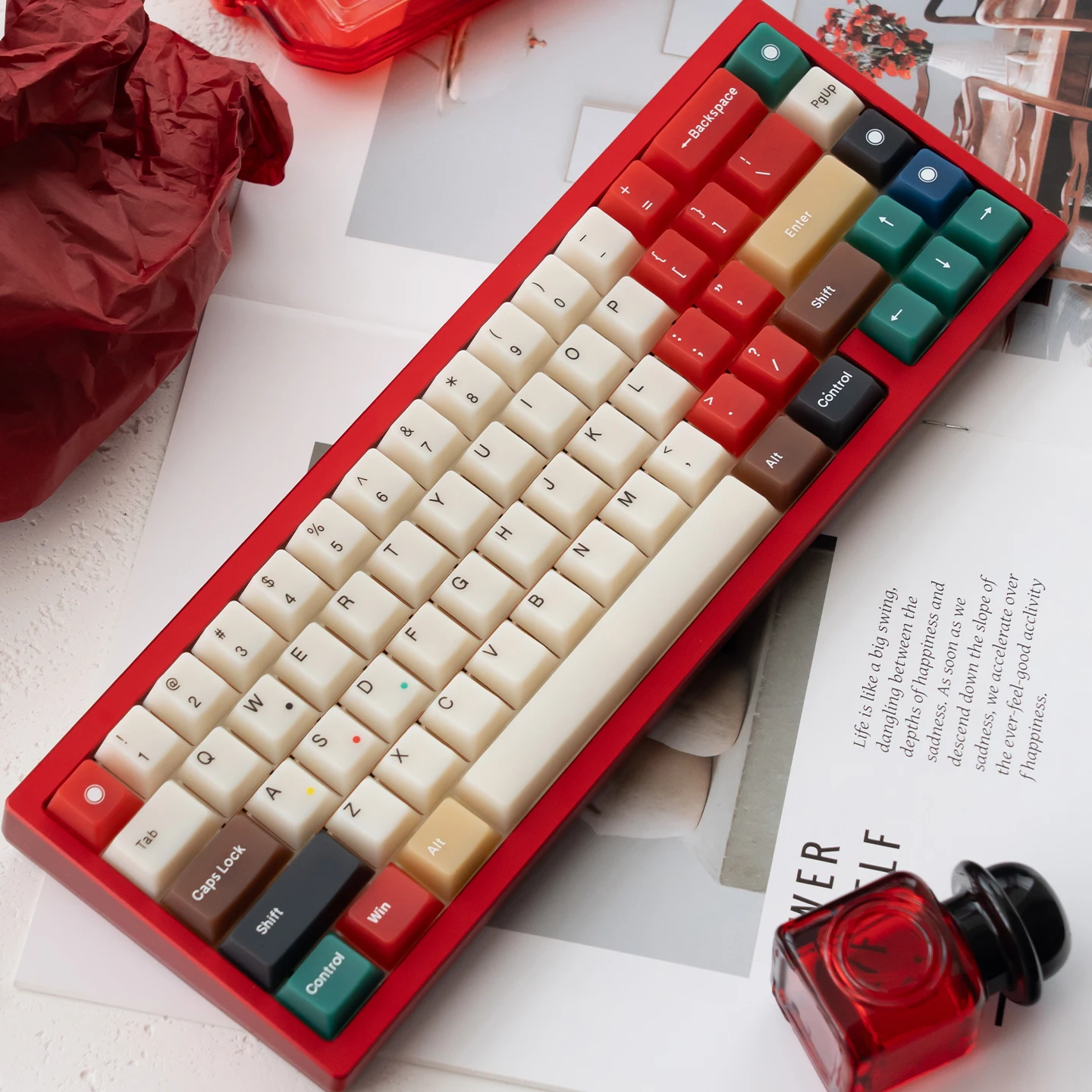Keebox Mixed Lights RGB Semi Translucent Mechanical Keyboard Keycaps Cherry Profile Key Cap PC For Wooting HE Switch Rakka