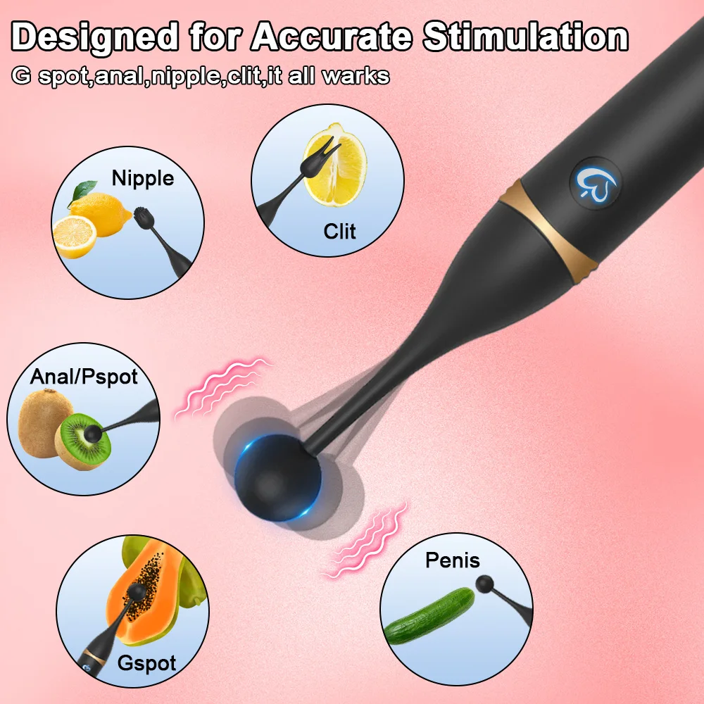 Clitoral Vibrator Female Clit G-Spot Dildo Nipple Stimulator Personal Massager Stick Wand Sex Toys for Women 3 Caps Replaceable view 2