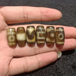 10pcs/lot Natural Old Agate Dzi ivory yellow beads weathering patterns Multiple totems 20mm DIY Bracelet Necklace Accessories