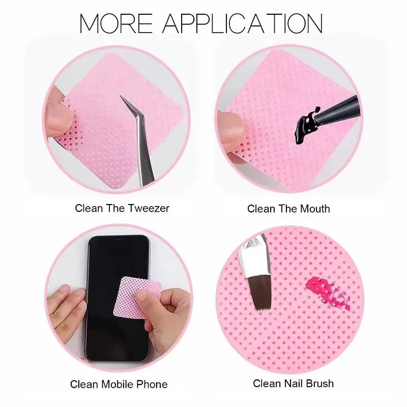 200Pcs Lint‑Free Nail Wipes Eyelash Extension Glue Remover Pad Nail Polish Cleansing Tissue For Beauty Salon Professional Use view 4