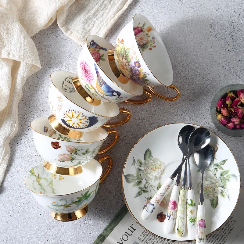 Bone China Coffee Cup Set English Afternoon Tea Sets Coffeeware Set Black Tea Cups and Saucer English Tea Set