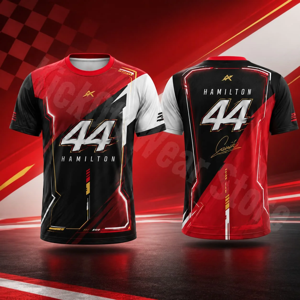 Hamilton 44 Herren-T-Shirt, Sommer-Rennsport-Design, Grafik-T-Shirt, Streetwear, Freizeitshirt, Motorsport-Fanartikel, Unisex, für Männer und Frauen, Geschenk. – Detail 8