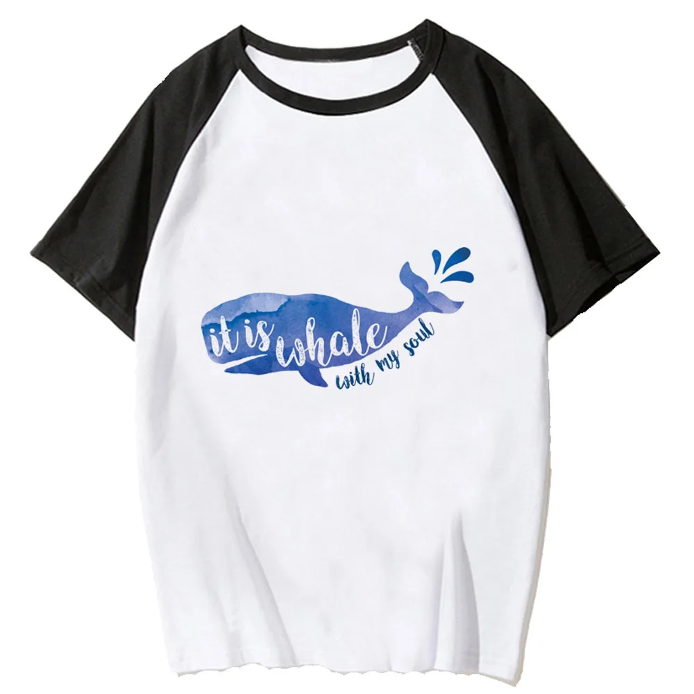 Whale t-shirts women anime Tee girl funny y2k clothing