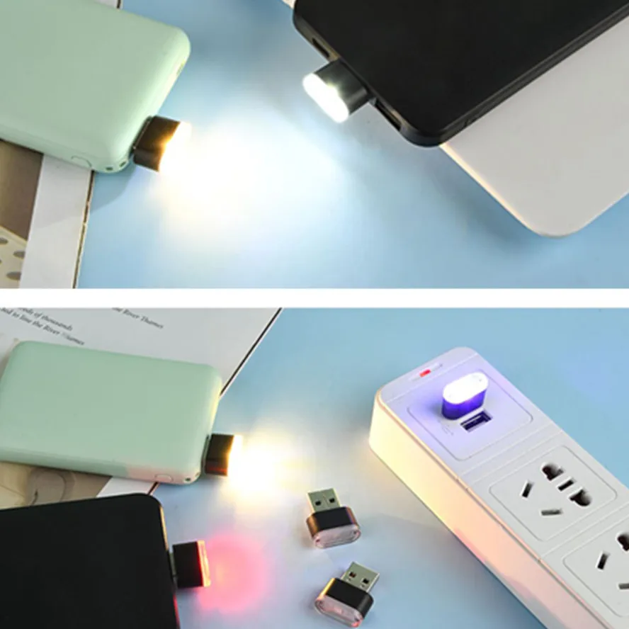Mini Veilleuse LED Type-C 5V - 4 Pièces, Tactile, Blanc - Pour Voiture, Alimentation Mobile, Bureau - 7