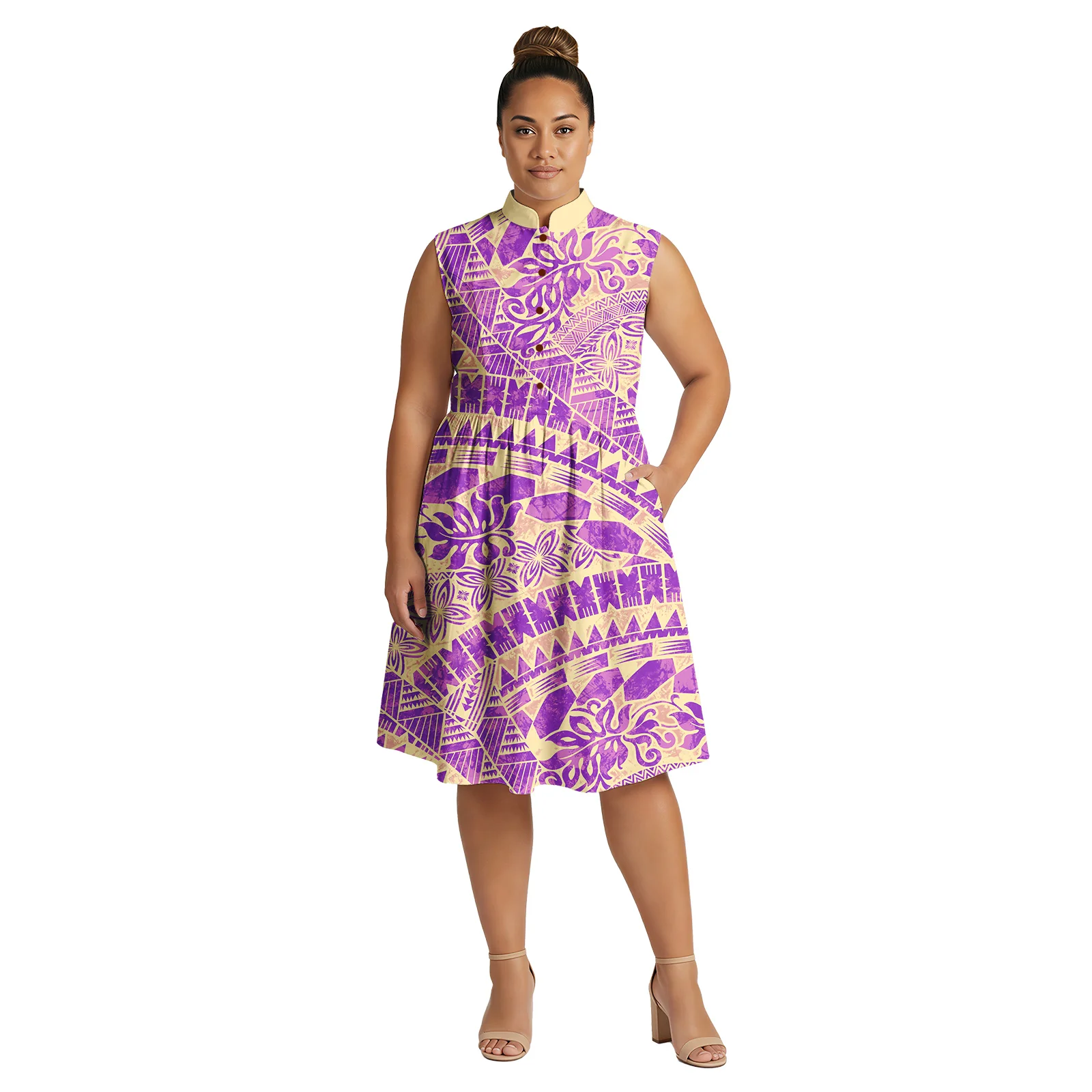 

Hot Sale Holiday Custom Ladies Clothes Polynesian Floral Print Dress Samoa Oversize Tribal Women Wear Island Elegant Aloha Dress