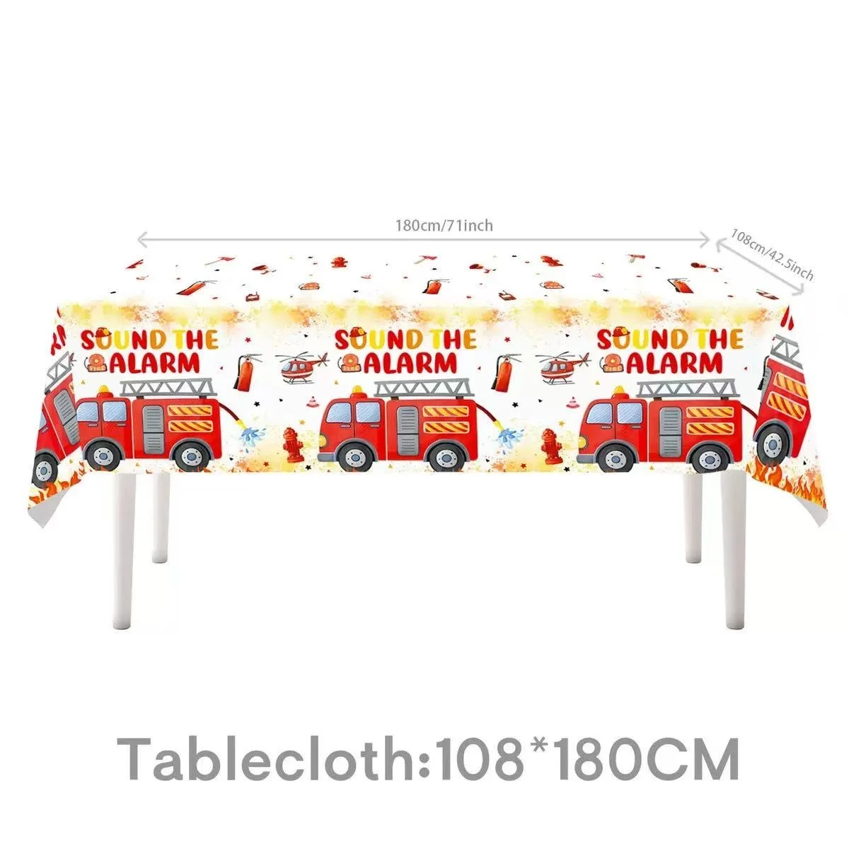Feuerwehr-Party-Set: Teller, Becher, Servietten, Einweggeschirr, Flaggen, Banner, Geburtstagsdekoration, Feuerwehrmann-Partyballons, Kuchendekoration – Detail 6
