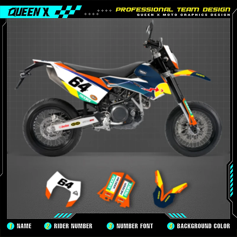 

Queen X MOTOR Motorcycle Graphics Background For KTM LC4 SMC690 2008 2009 2010 2011 009 Decals Stickers Kits