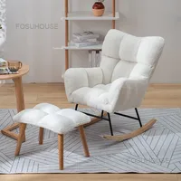 Single Minimalist Fabric Backrest Living Room Chairs Home Furniture Bedroom Modern Cashmere Rocking Chair Balcony Sofa Armchair