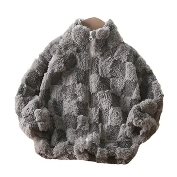 Kids Winter Thick Warm Coats Boys Girls Stand Collar Zipper Jackets Baby Fleece Outerwear Children Daily Casual Cardigans