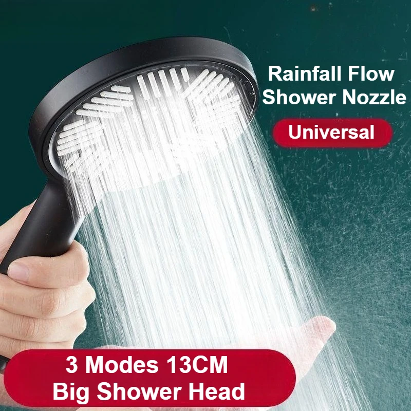 

3 Modes Adjustable Showerhead 13CM Big Shower Head Shower Accessories Household High Pressure Rainfall Flow Shower Nozzle