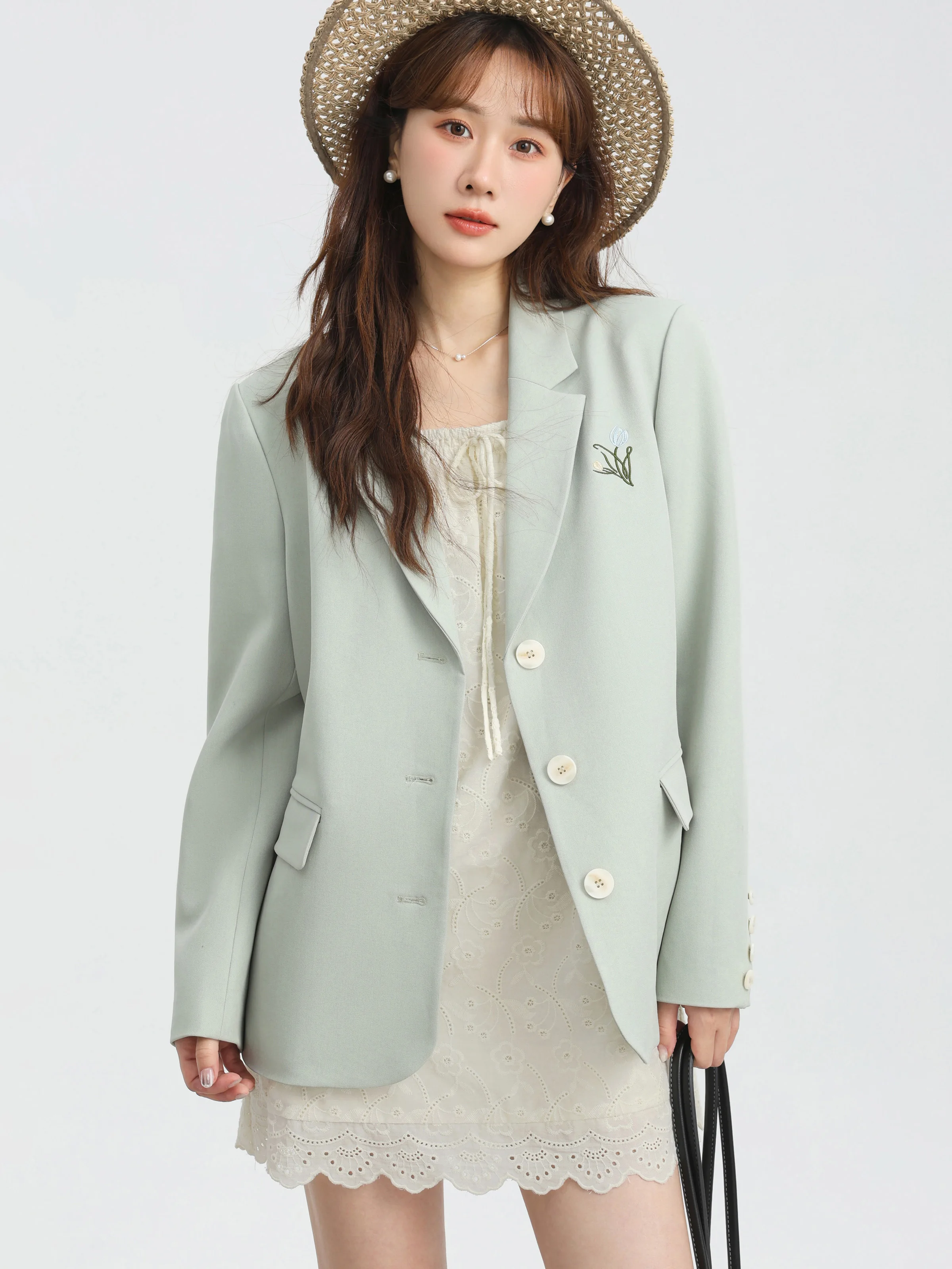 Korean Vintage Casual Blazer Elegant Shoulder Pad Suit Jacket for Women Autumn Small Frame Loose Fit Office Lady Chic Outerwear