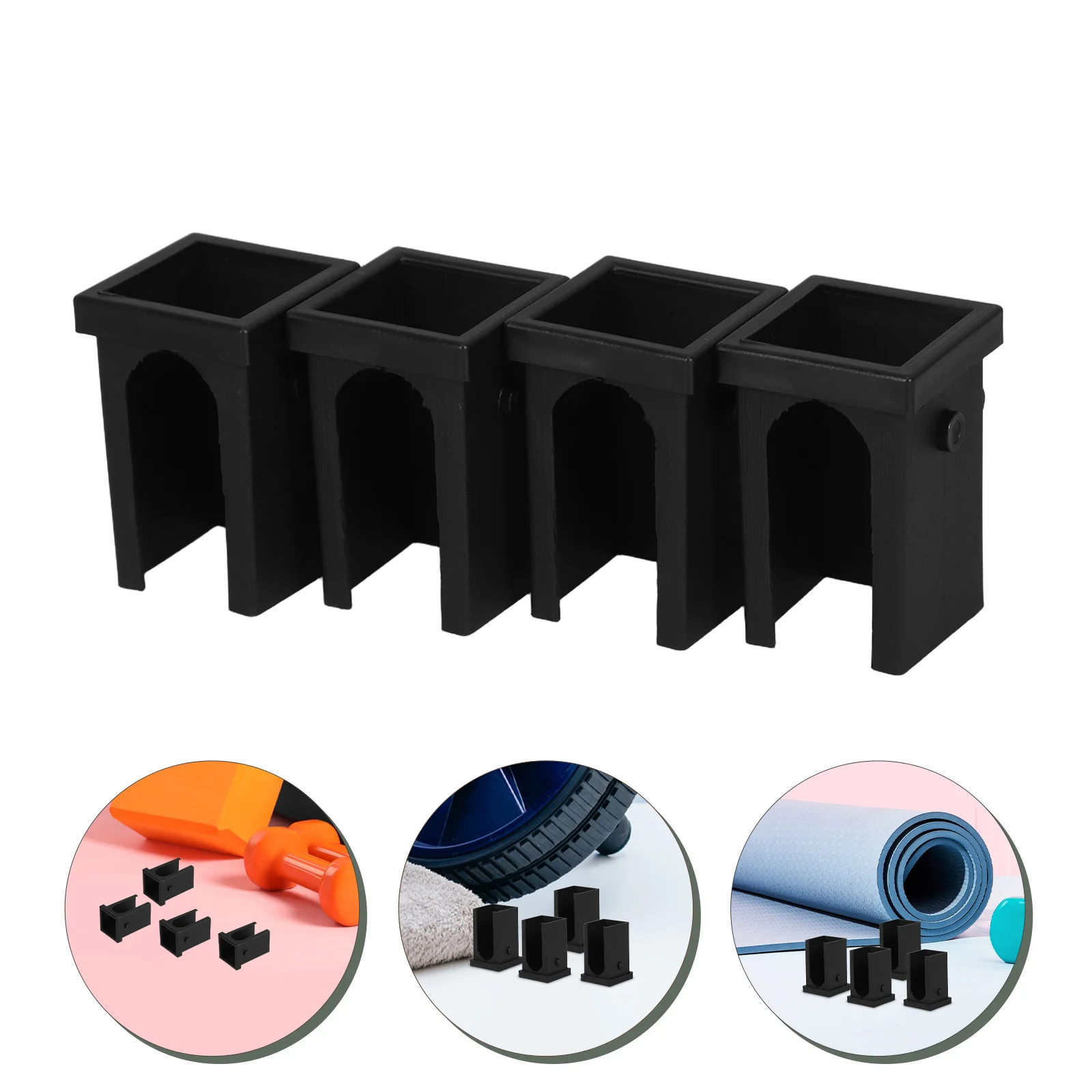 

4Pcs Square Tubing Hollow Inserts Plastic Plug End Caps Adjustable Black for Fitness Equipment Gym Replacement Parts