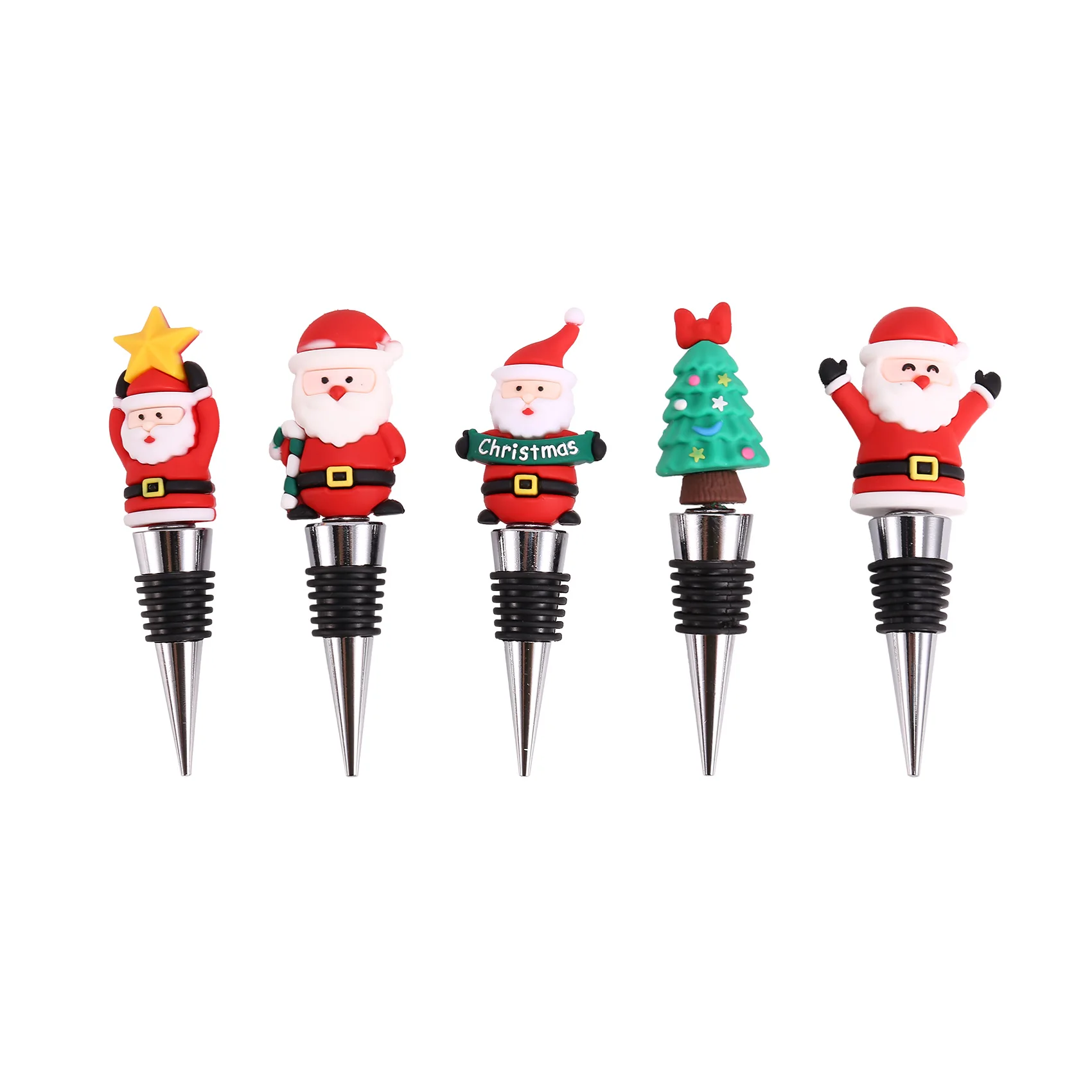 5 PCS Wine Bottle Stopper,Wine Stopper,Christmas Decorative Wine Saver, Reusable Wine Corks Beverage Bottle Stoppers