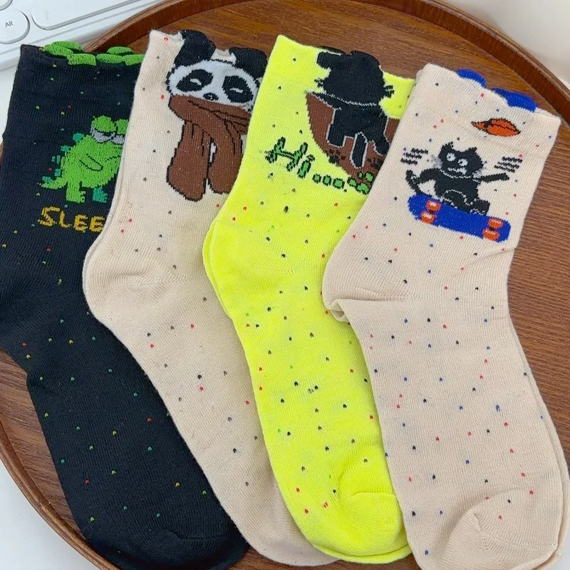 1/4pairs الكورية نمط الجوارب الكرتون الحيوان لينة امتصاص العرق الجوارب للرجال النساء لطيف القط تصميم Harajuku جوارب الموضة #6