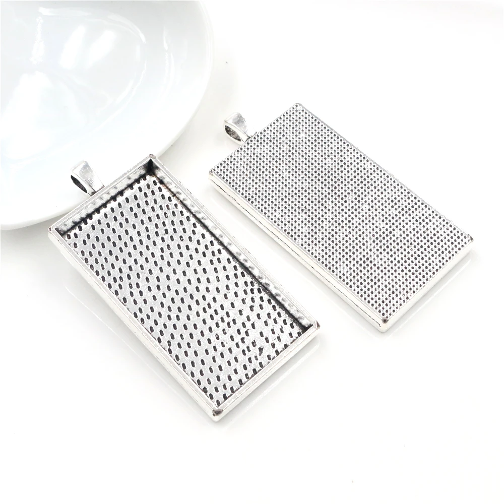 3 sztuk 24x48mm wewnętrzna rozmiar 4 kolory Plated prostokąt Cabochon baza ustawienie Charms wisiorek, Fit 24*48mm szkło prostokątne Cabochons — zdjęcie 4