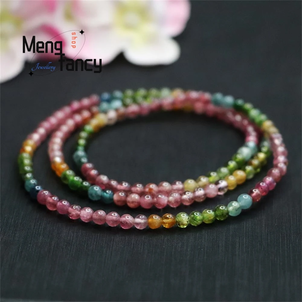 Natural Tourmaline Exquisite Elegant Simple High-grade Bracelet Rainbow Brazilian Crystal Gemstone Popular Fashion Fine Jewelry