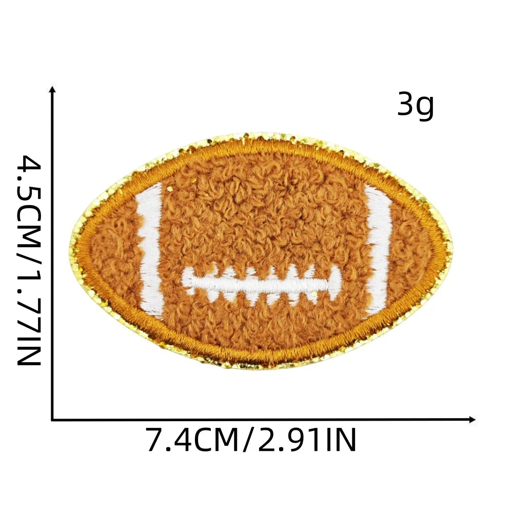 1pc Iron On Clothing Patch Embroidery Chenille Gold Glitter Edge Stickers DIY Basketball Football Baseball Patches Badge Sewing