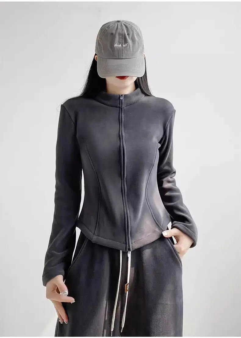 

Флисовая толстовка без шапки, женский костюм с капюшоном, осень-зима, утепленная, с длинными рукавами, в готическом стиле, с цветными блоками, стандартная посадка, уличная одежда для девочек