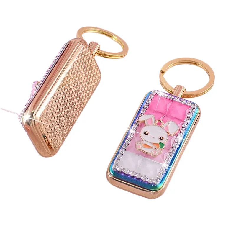 Fashion Rhinestone Lighter USB Rechargeable Lighter Electric Tungsten Cigarette Lighter Special Keychain Lighter Ladies Gift