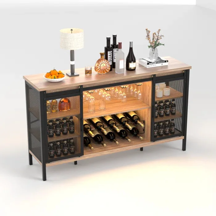 

American red wine floor-to-ceiling cabinet wine rack ornament, living room wine display rack, shelf hanging goblet rack