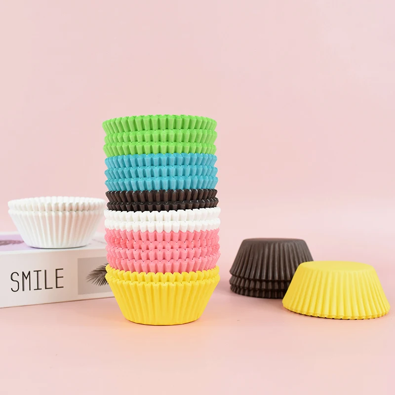 100pcs Multicolour Cake Paper Cups Disposable Baking Oil Proof Paper DIY Chocolate Mafen Cup Cookies Bread Cushion Papers
