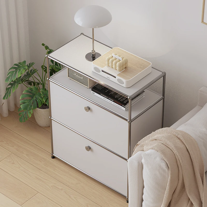 صندوق تخزين وحدة من الفولاذ المقاوم للصدأ، خزانة تخزين بسيطة وحديثة لغرفة المعيشة والمنزل