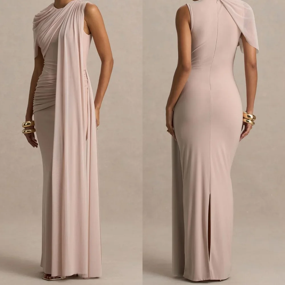 

Customized Sizes Available Chiffon Pleat Column Jewel Long Dresses Bespoke Occasion Party Formal Chinese Style